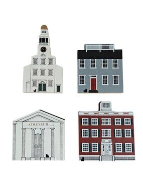 Vintage The Cat's Meow Lot Of 4 Nantucket Series Wooden Decor Buildings 1992